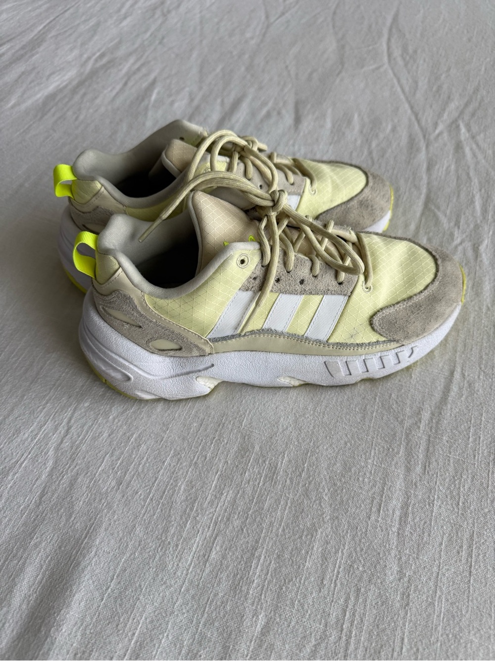 ADIDAS Yellow & White Athletic Sneakers
